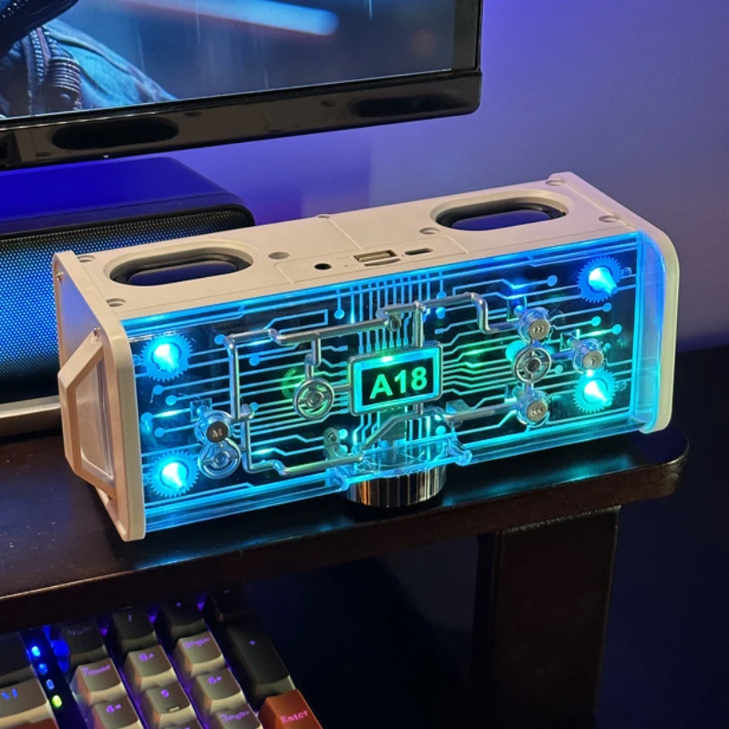 Transparent Bluetooth Speaker Adjustable Breathing Light LED TF Card Audio Mechanical Subwoofer Multi-function Sound Bar Boombox