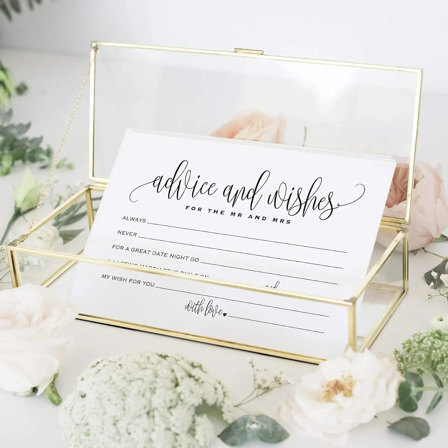 50Pcs Wedding Well Wishes Cards Advice Cards Note Marriage Advice Reception Decor for Bride and Groom Newlyweds Bridal Shower