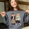 Retro Sweater Bear Jacquard Knitted Sweater Women's Autumn and Winter Loose Slim Casual Round Neck Lazy Style Top 3