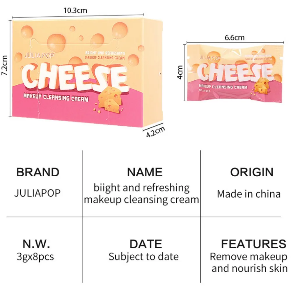 8PCS Makeup Remover Travel Pack Cheese Pack Clear Makeup Remover Mild Eye and Lip 3 In 1 Solid Makeup Remover Oil Portable Set 6
