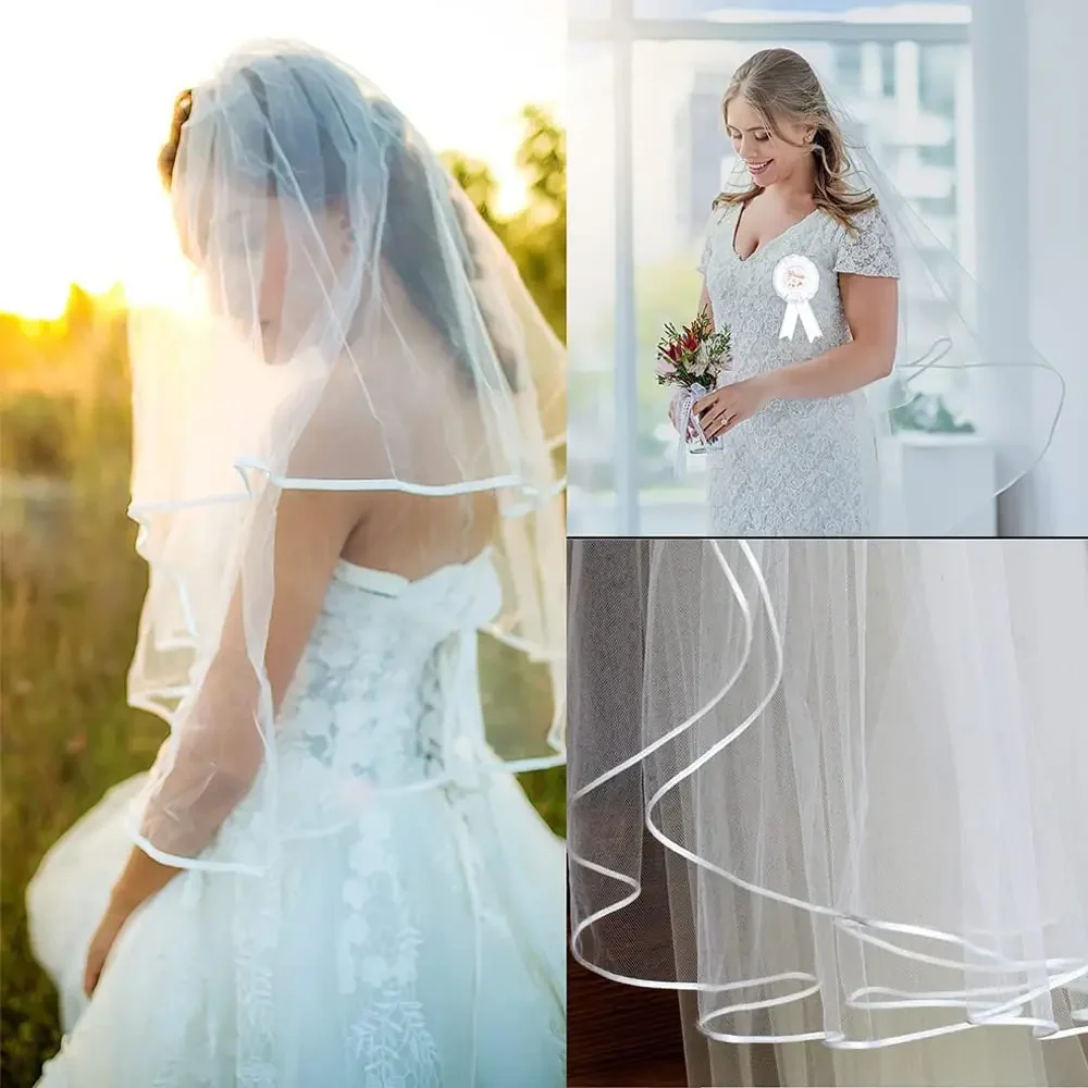 Bridal Veil Wedding Vails Women's Simple Short White Ivory Tulle With Comb For Brides Shower Bachelorette