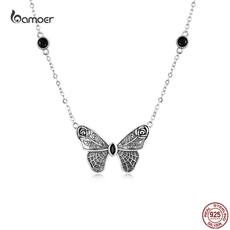 

Bamoer 18.5''100% 925 Sterling Silver Classic Vintage Butterfly Animal Pendant Necklace for Women S925 Fine Anniversary Jewelry