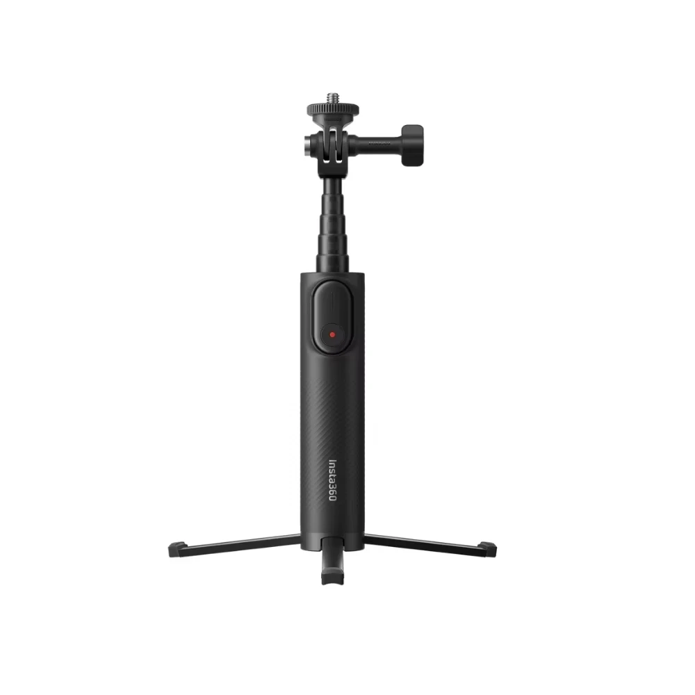 Perche selfie pliable 2 en 1 avec télécommande pour Insta360 X4 X5, pliée et compacte pour le transport.