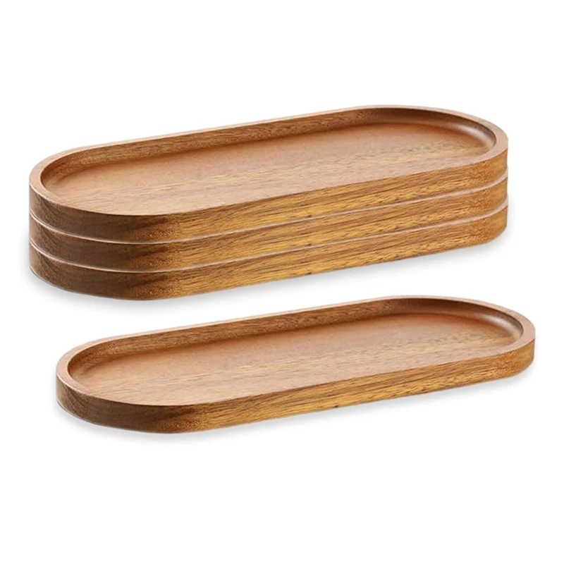 4Pack Wood Serving Trays 11.5X4inch Charcuterie Boards Oval Wooden Plates Wood Serving Platter Cheese Dinner Plates Bulk
