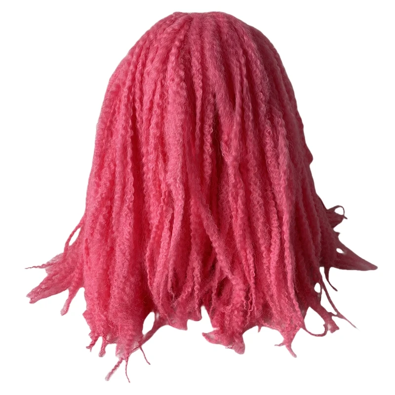 6 Packs Synthetic Bulk Hair Replacement Pink Color Mary Braids Hair Extensions Root Afro 6mm Wave for Black Men