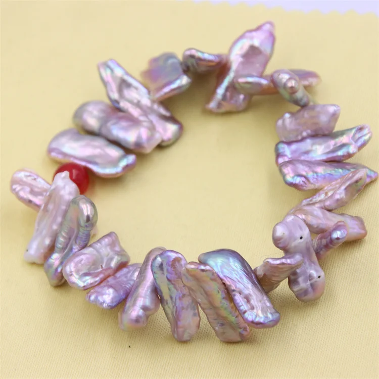 

Purple Rectangle Lovely Baroque Waterfresh Pearl Bracelets Elastic Rope Jewelry For Women Vintage Elegant Minimalistic Charm