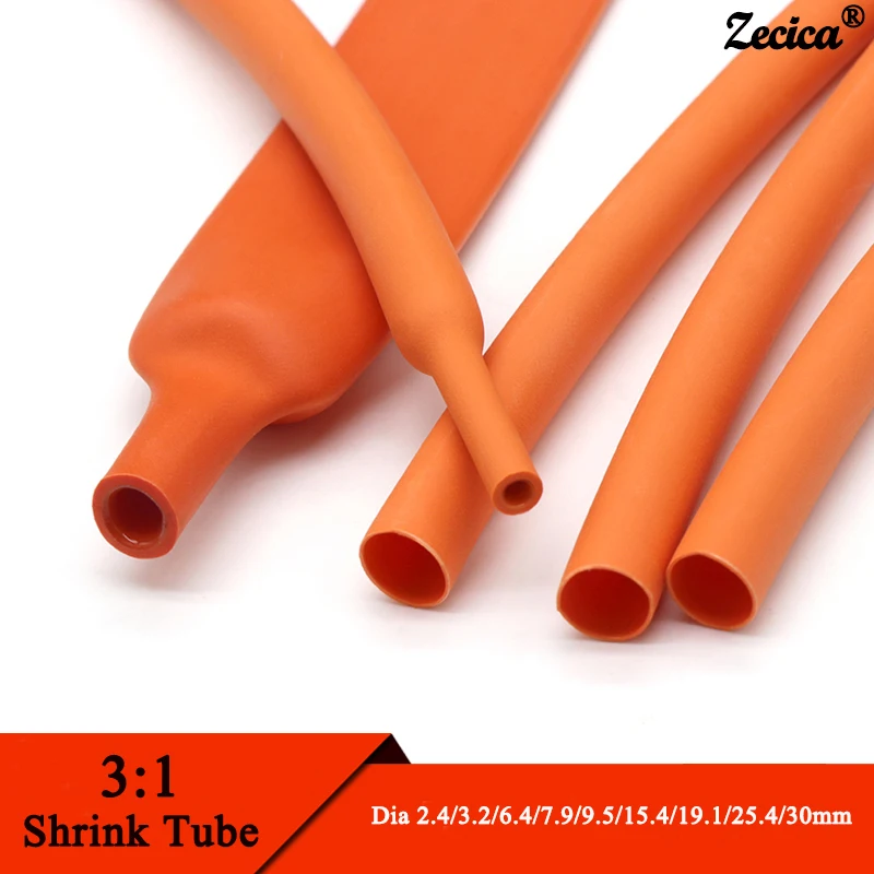 

1M Orange 3:1 Heat Shrink Tube With Double Wall Glue Tube Diameter 1.6/2.4/3.2/4.8/6.4/7.9/9.5/12.7/15.4/19.1/25.4/30/39/50mm