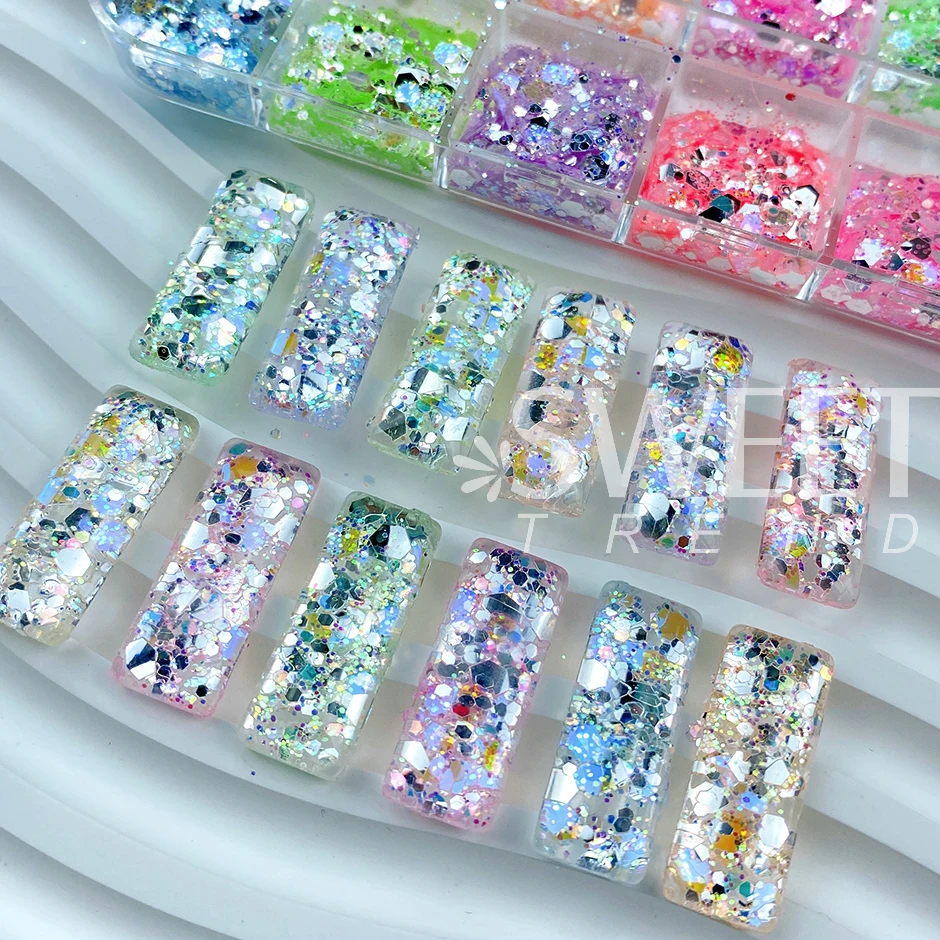 3D Iridescent Hexagon Nail Glitter Flakes Mermaid Rouge Paillettes Colorful Crystal Sparkle Gel Polish Shiny Sequins Decor