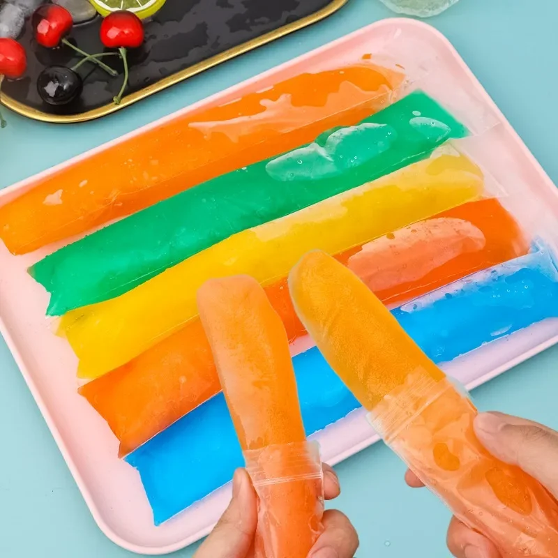 Description Picture 6 of item1-100PCS Ice Popsicle Mold Bags Disposable Ice Pop Bags Transparent Freeze Self-sealingBags DIY Ice Cream Tools with Mini Funnel
