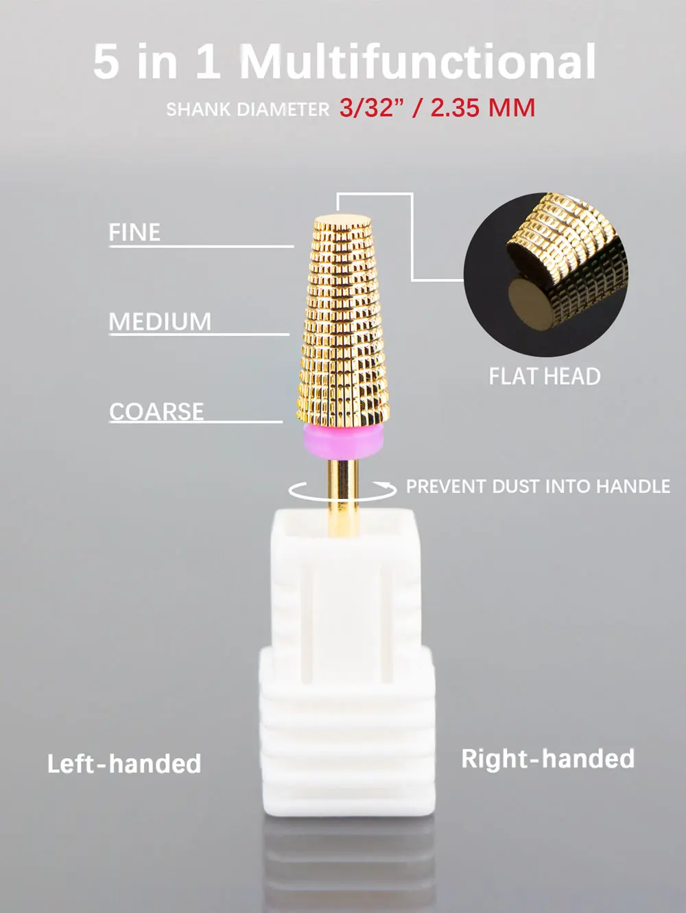 Description Picture 6 of item5 in 1 Carbide Tungsten Steel Nail Drill Bits For Remove Nail Polish Gel UV Gel Nail Drill Bit Milling Cutter Accessory
