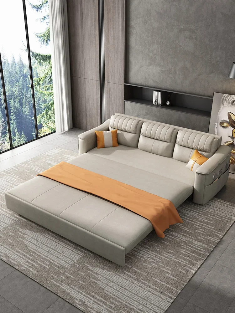 

Folding sofa bed dual-purpose sofa cover detachable washable technology cloth new solid wood furniture