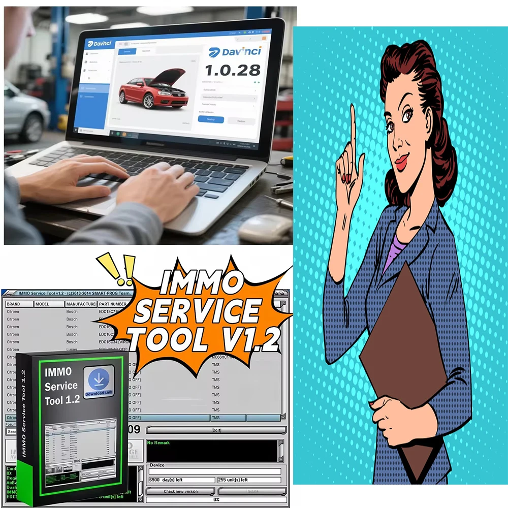 Software de Programación de ECU Davi 1.0.28 para Diagnóstico Automotriz,Compatible con Windows 7 Admite KESS/ IMMO SERVICE V1.2