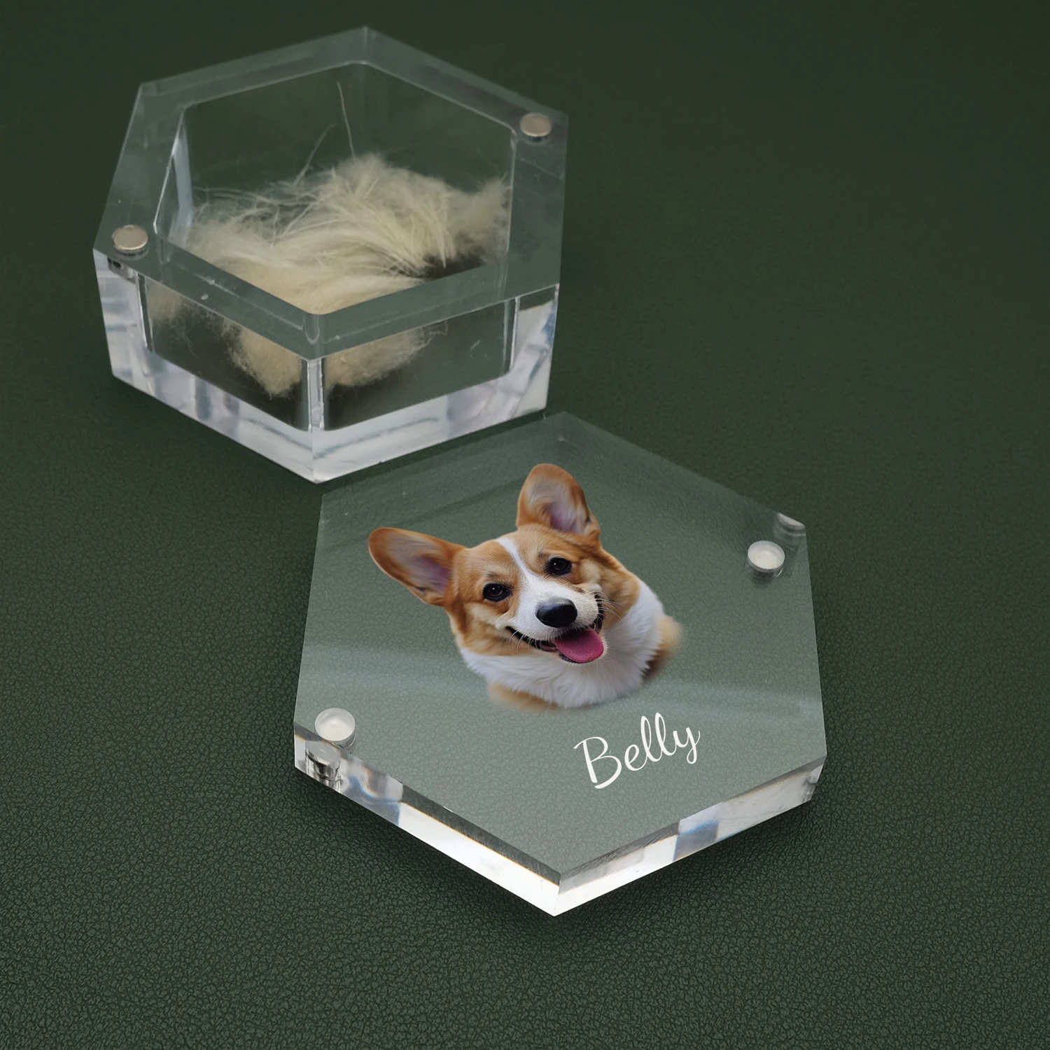 Personalized Pet Memorial Box Pet Fur Box with Photo Keepsake for Dogs and Cats Memorial Gift for Lover