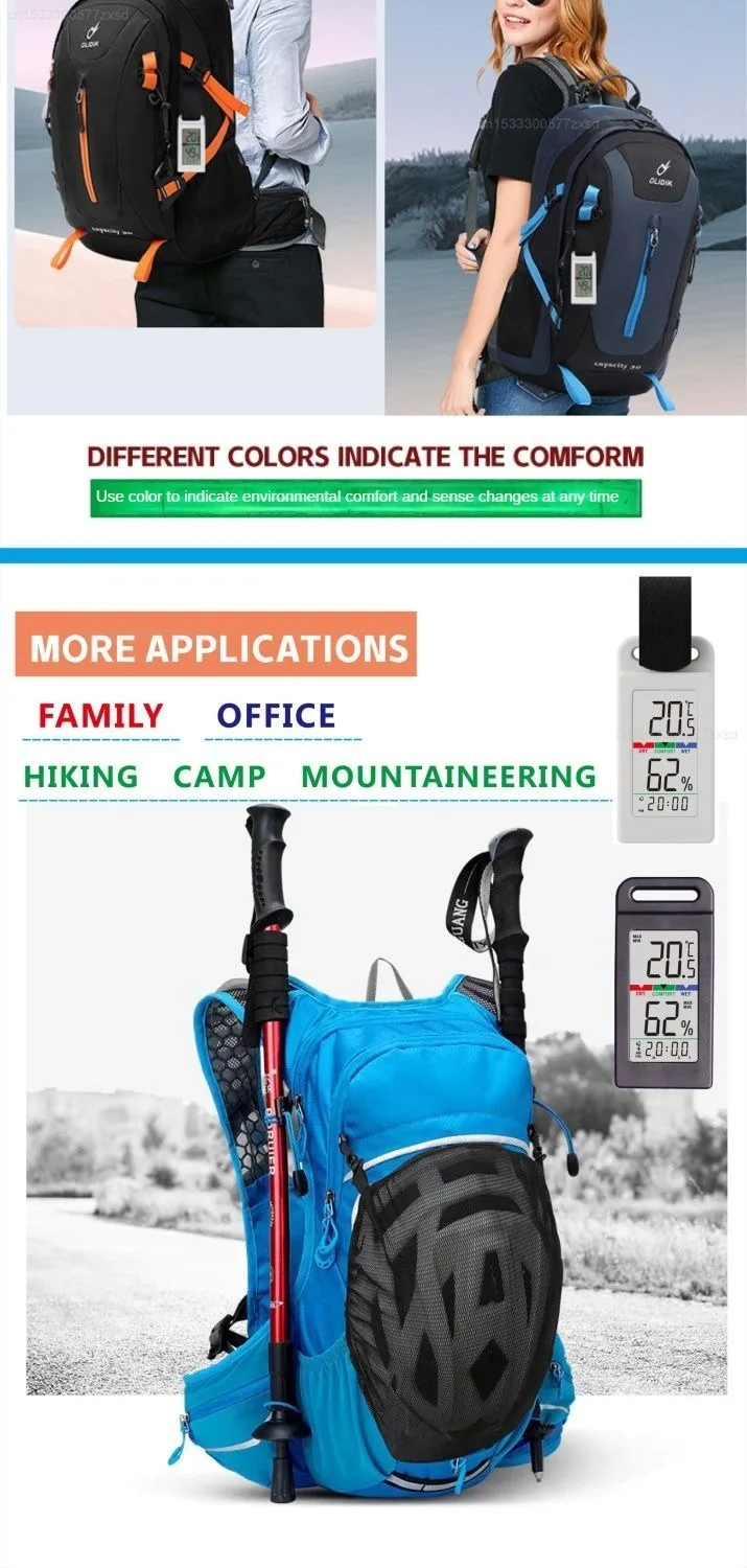 Description Picture 6 of itemIconic Brand Wellink Mini Temperature Humidity Instruments Outdoor Camping Mountaineering Vehicle Pendant Keychain Compass Thermometer