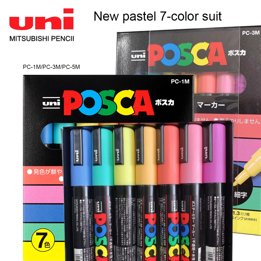 7Color UNI POSCA Markers Pen Set PC-1M PC-3M PC-5M Graffiti Painting Color  Marker Art Supplies Fabric Paint Stationery Supplies - AliExpress