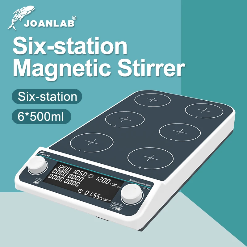 JOANLAB 멀티 스테이션 마그네틱 교반기, 디지털 디스플레이 실험실 장비, 6 개 스테이션, 1500rpm, 500ml * 6 MMS6Pro