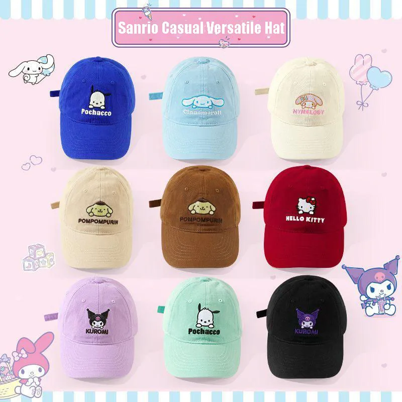 

Новинка, бейсбольная кепка Sanrio Cinnamoroll, детская шапка с языком утки, кавайная летняя бейсболка с солнцезащитным покрытием и котенком