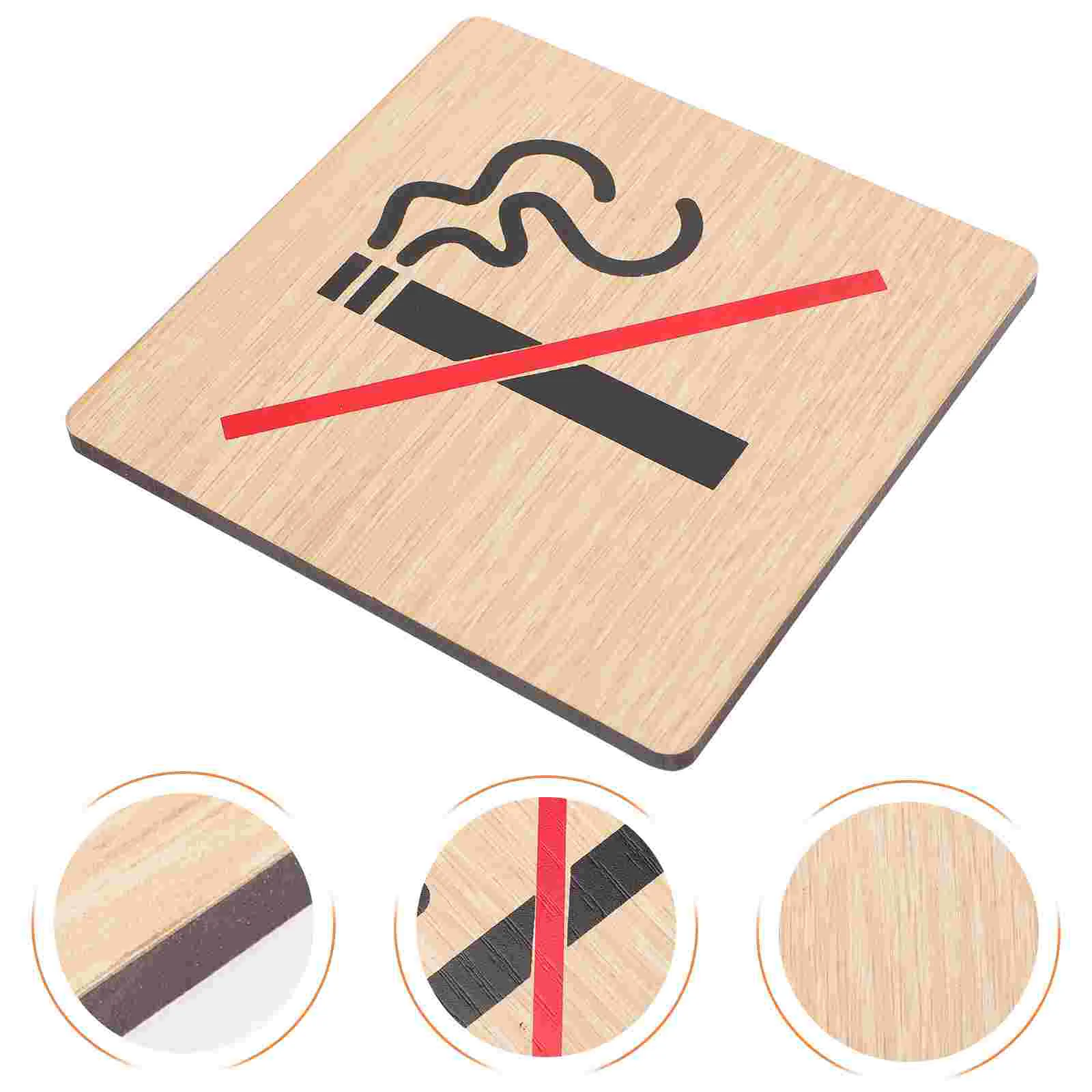 4 Pcs Sticker Warning Sign No Smoking Wooden Stickers for Cars Notice Board Rectangular Signs Restaurant