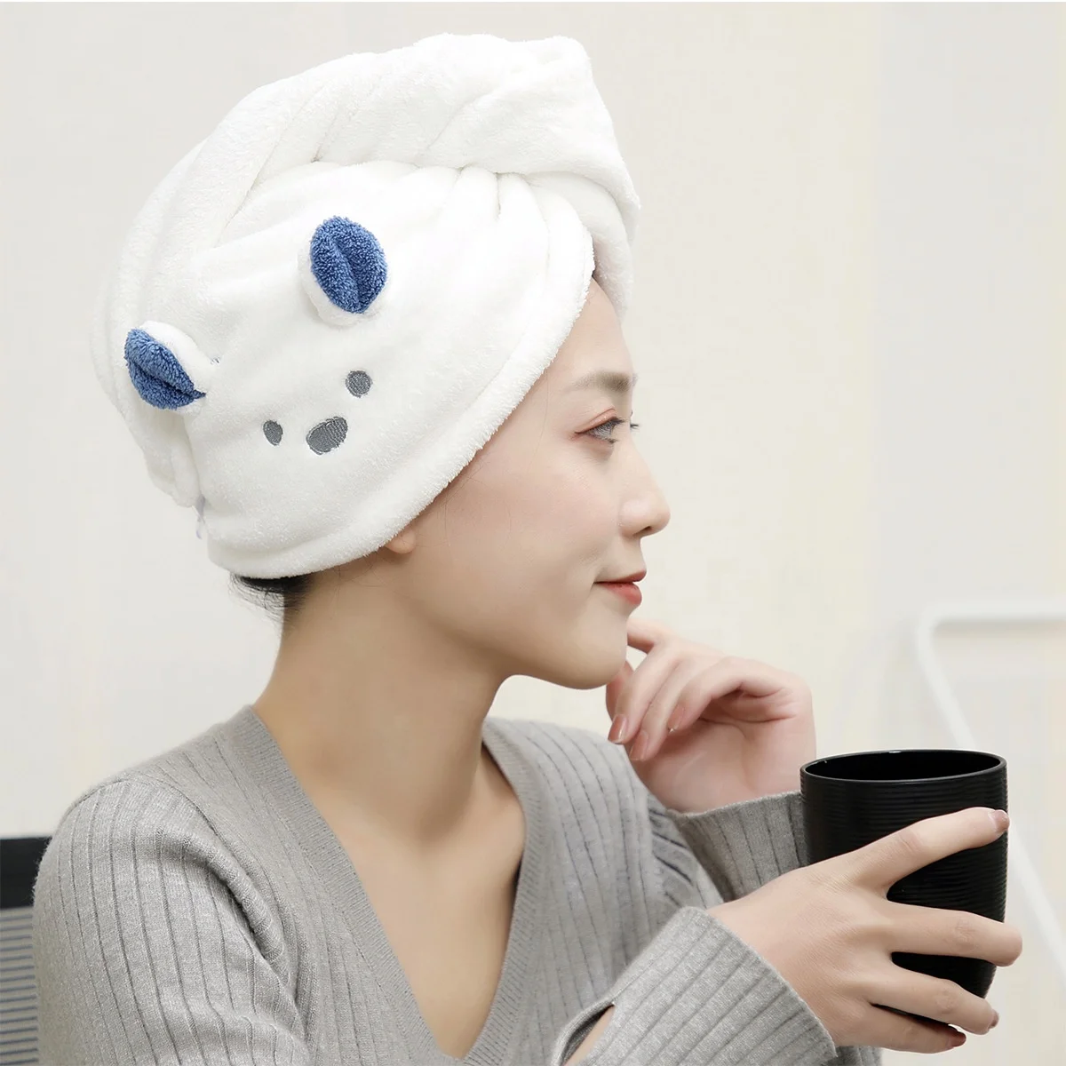 high-quality-custom-women-bathing-headwear-cartoon-cute-shower-dry-hair-cap