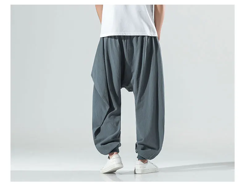 linen harem pants Spring 2022 New Chinese Style Casual Pants Men's Loose Foot Harem Pants Trend Cotton And Linen Pants Male Trousers M-5XL K79 aladdin pants