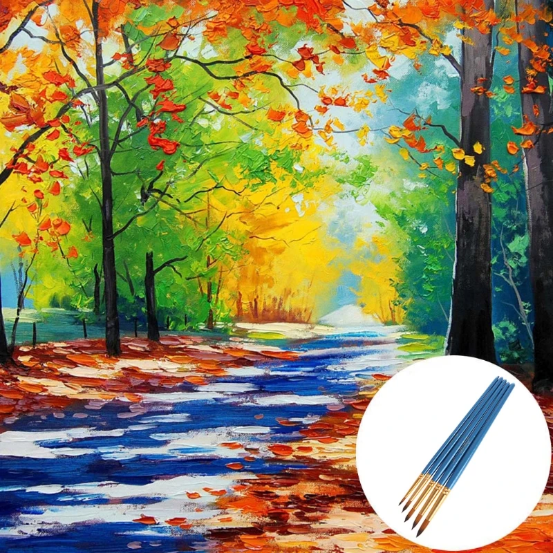 

5xWatercolor Gouache Paint Brushes Round Pointed Tip Nylon Hair Set Art Supplies