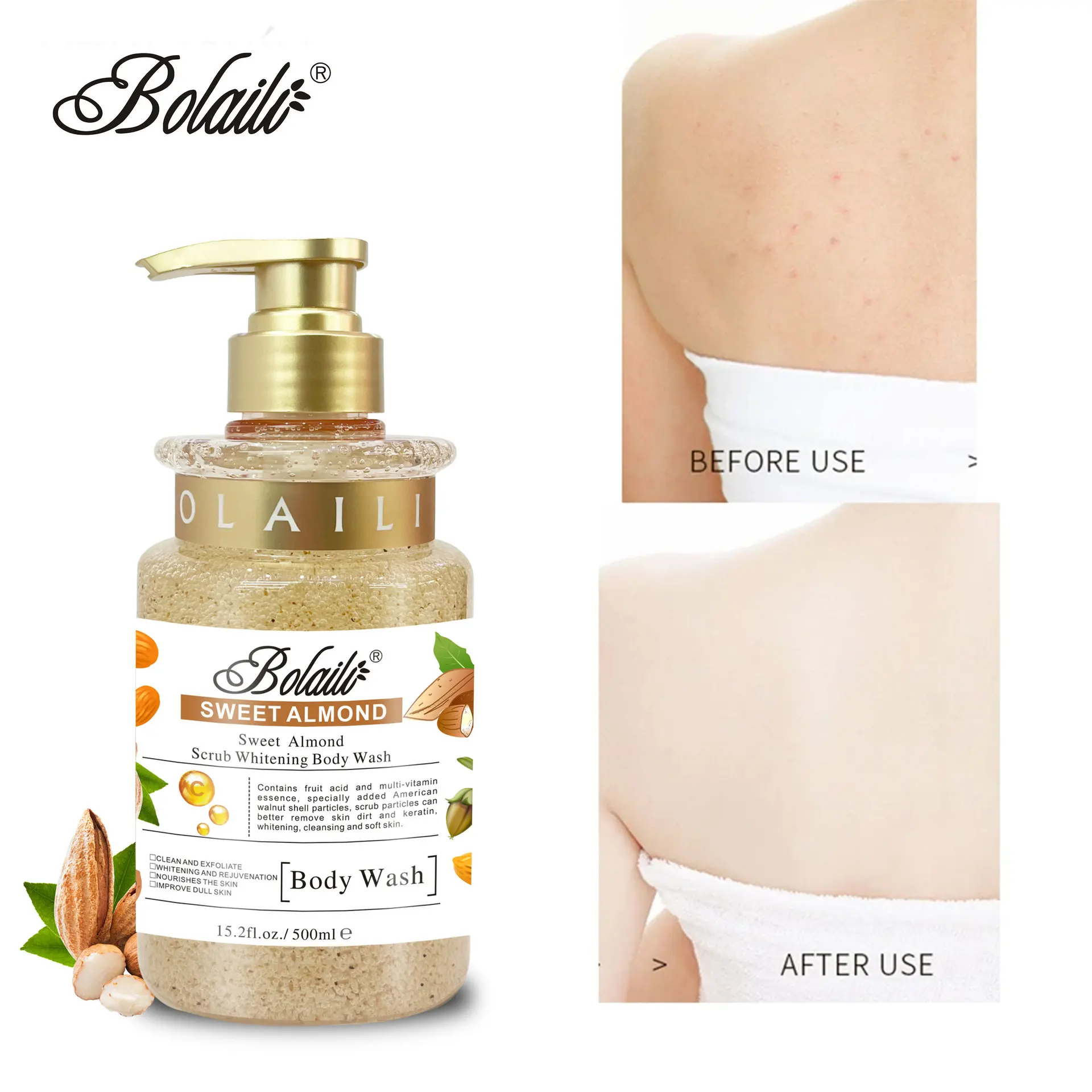 Body wash 500ml sweet almond scrub exfoliating body wash