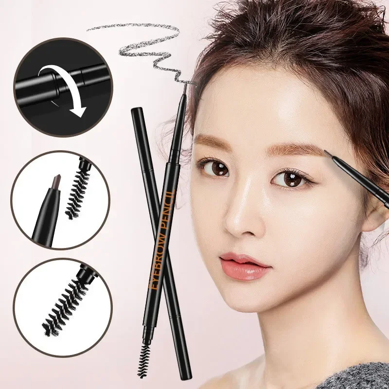 1.5mm Fine Eyebrow Pencil with Double Head Automatic Rotation, One Line Eyebrow Pencil Waterproof and Makeup Free Makeup Pen 3