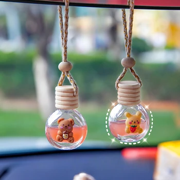 Glass Transparent Refillable Car Perfume Air Freshener Hanging Empty Bottle Fragrance Diffuser Interior Accessories 5.3*3.5cm