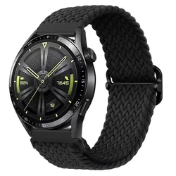 Braided Nylon Elastic Solo Loop Watch Band - 18/20/22mm - 20mm (Black)