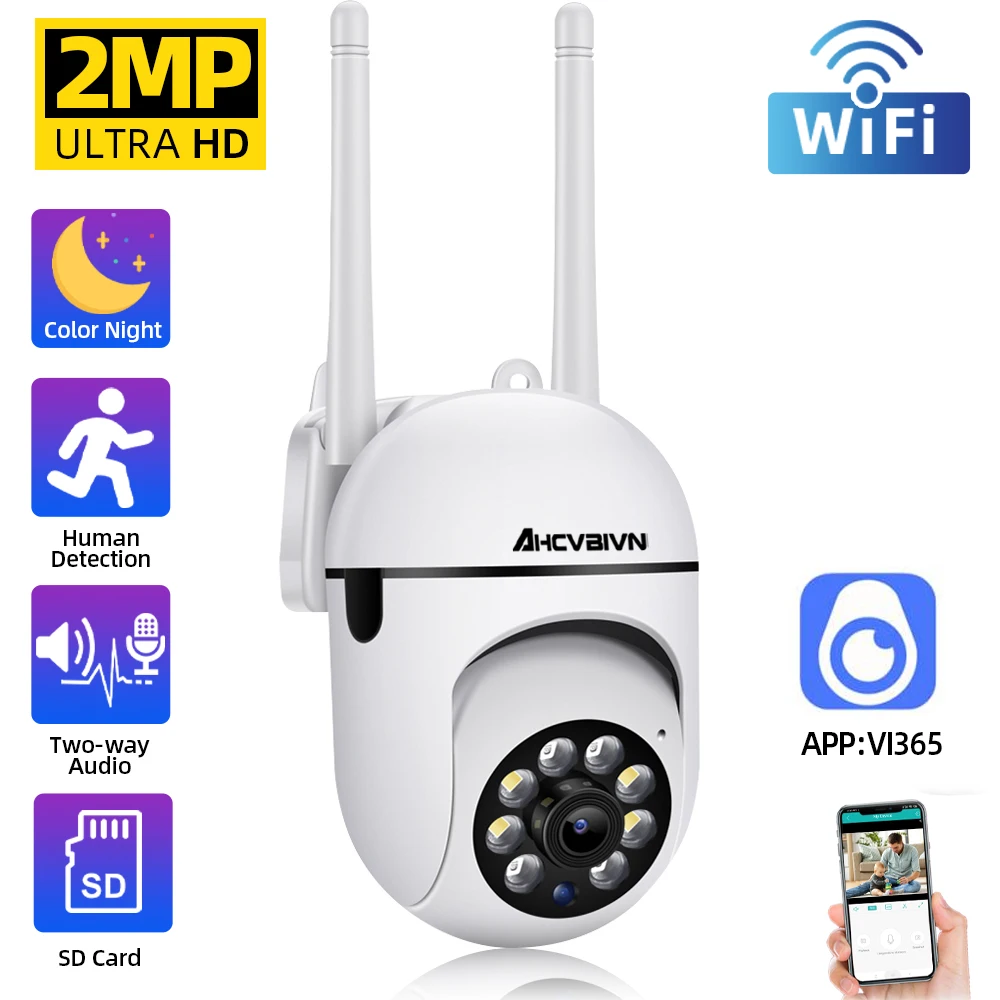 

1080P WiFi IP Camera Outdoor Surveillance PTZ Camera 2MP Color Night Vision Ai Human Detection Security CCTV Mini Camera H.265