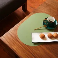 Leather Placemat Oval Oil-Proof Table Mat Home Dining Kitchen Table Placemat Design Dining Waterproof Heat Resistant Home Decor 6