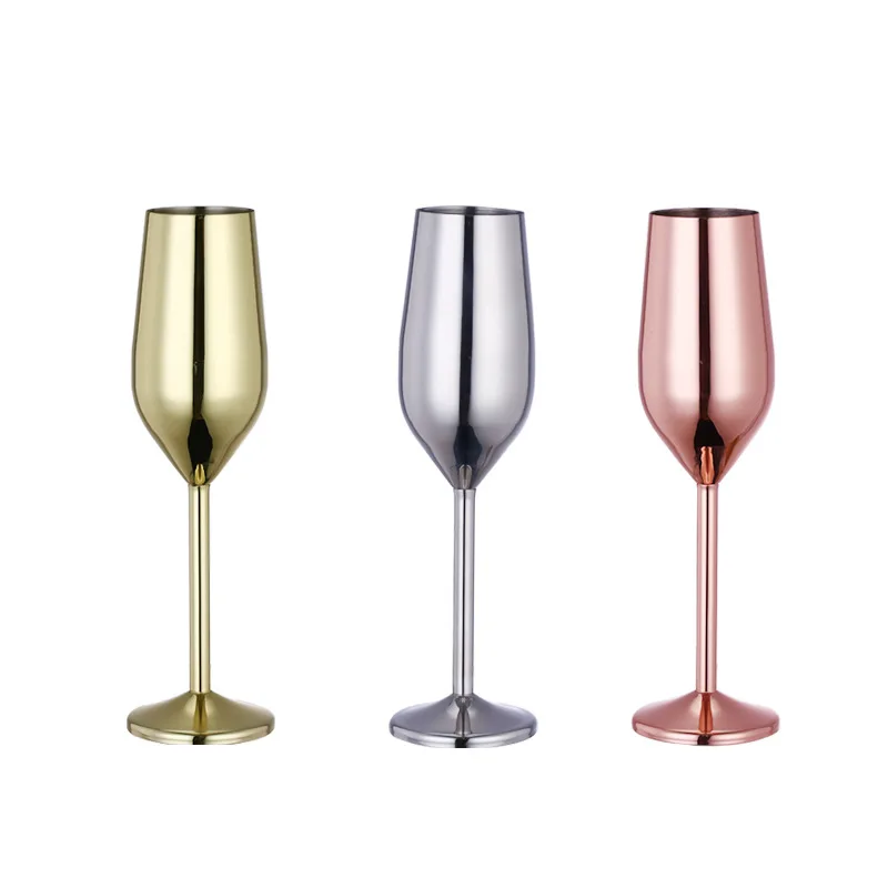 Drinking Vessels Wine Glasses Stainless Steel Wine Goblet Bar Drinking Champagne Glass 220ml 350ml 500ml Party Home Bar Supply