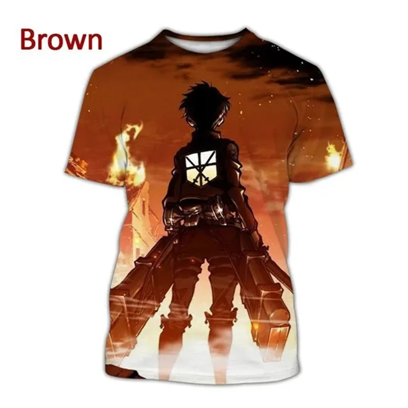 

3D Manga Attack On Titan Printed T-Shirts For Men Kids Pop Anime Shingeki No Kyojin Graphic T Shirt Women Y2k Tees Clothing Tops