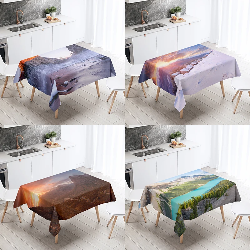 

Natural Landscape Tablecloth Camping Antifouling Waterproof Rectangular Dining Table Home Decoration
