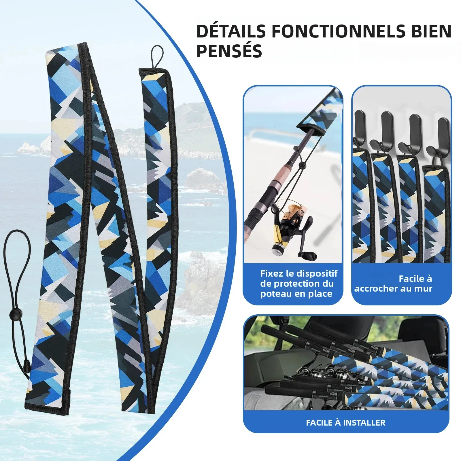 Manchon néoprène pour canne à pêche - Protection anti-perforation pour cannes casting et trolling