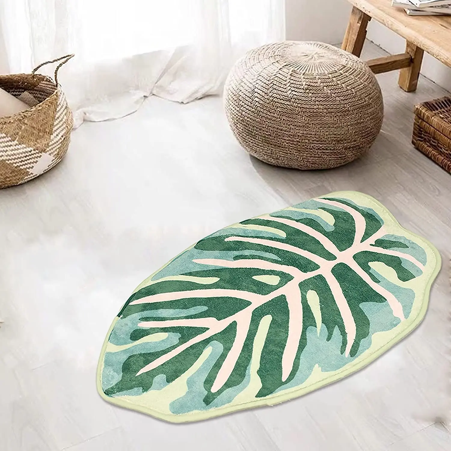 Inyahome-alfombra de baño de microfibra de lujo para puerta, tapete de terciopelo verde, antideslizante, suave, lavable a máquina