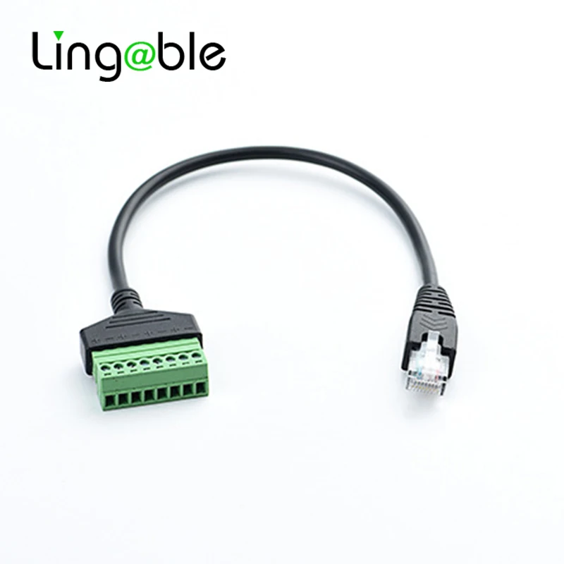 

Удлинительный кабель-переходник Lingable RJ45 со штекером Ethernet на 8-контактный винтовой клеммный преобразователь RJ45 с гнездом переходник 30 см для видеонаблюдения DVR