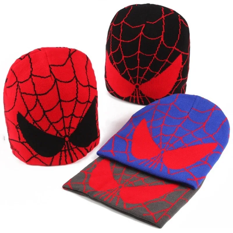 

Disney Fashion Autumn Winter Cartoon Spider Mans Kids Color Matching Knitted Hat Boys Girl Wool Cap Children Thick Beanies Hat