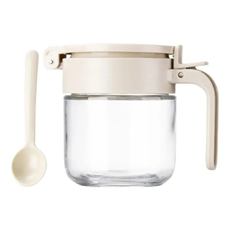 

Glass Spiice Jars Seasoning Container With A Spoon Heat Resistant Integrated Jar Clicking To Open For Home Kitchen Gadgets