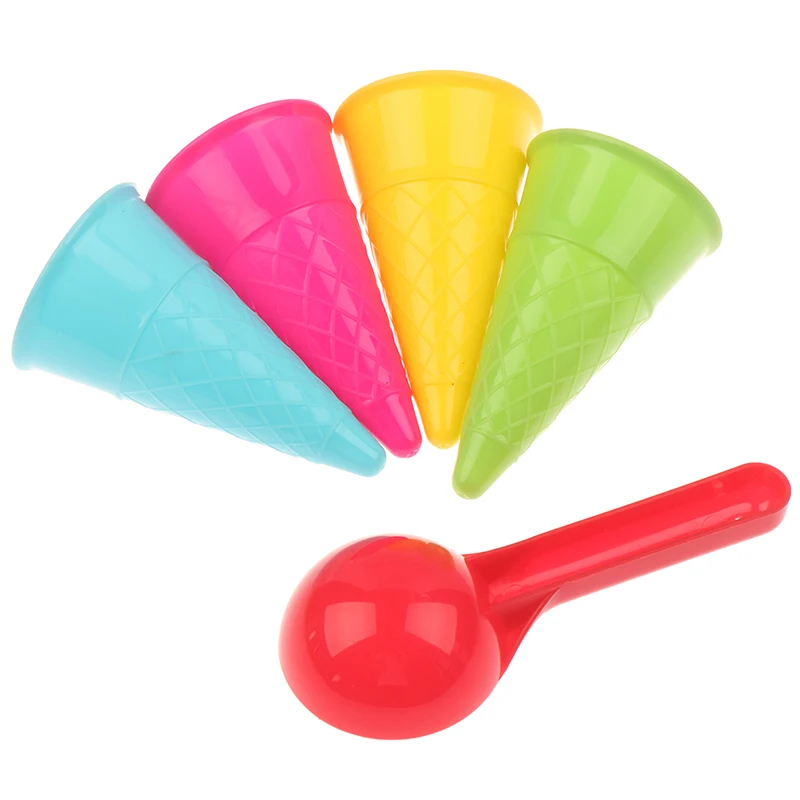 5 Pcs/lot Cute Ice Cream Cone Scoop Sets Beach Toys Sand Kids Children Outdoor Play 2