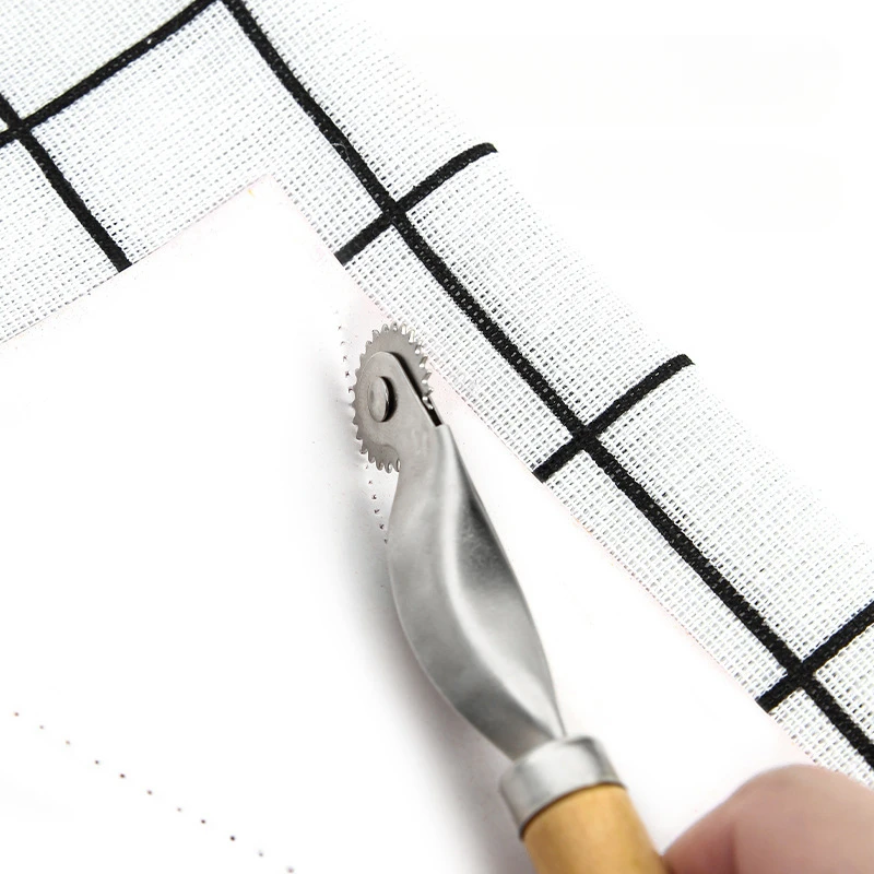 예술과 가죽 공예를위한 나무 손잡이가있는 3mm/2mm 가죽 바늘 포인트 추적 휠 전문 스티치 마킹 스페이서