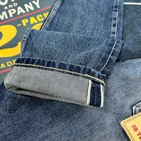 14oz Blue Selvedge Denim Jeans for Men Heavyweight Washed 100% Cotton Pants Male Fashion Vintage Slim Fit Trousers High Quality 2