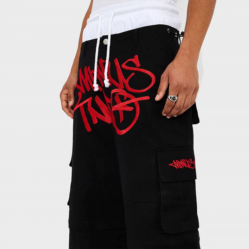 Minus Two Streetwear Y2k Harem Casual Pants Men Elastic Waist Black Multi Pocket Loose Cargo Pants For Men Women Sports Trousers 4