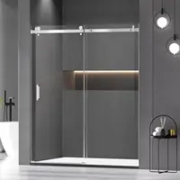 56-60"" W X 72"" H Frameless Sliding Shower Door, Water Repellent Shower Glass Door With 5/16"" (8Mm) Clear Sgcc Tempered 1