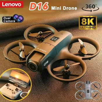 Drone Lenovo D16 con Doppia Fotocamera 8K HD Regolabile Elettricamente, Flusso Ottico, Evitamento Ostacoli, Quadricottero Telecomandato 15000M