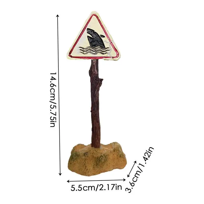 Aquarium Shark Warning Sign Resin Fish Tank Decorations Funny Aquarium Fish Tank Decor Ornaments for