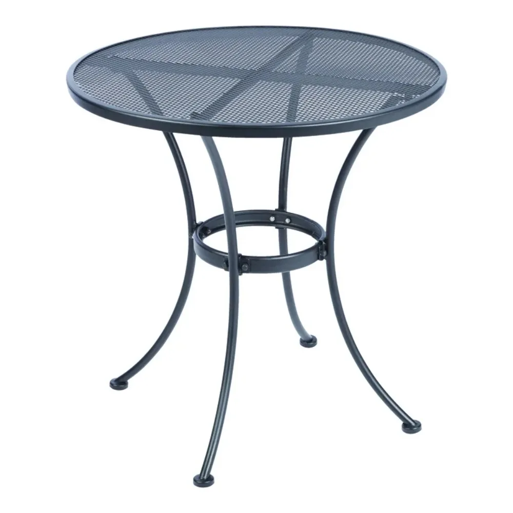 

Winston Black Round Steel Bistro Table, outdoor patio table.