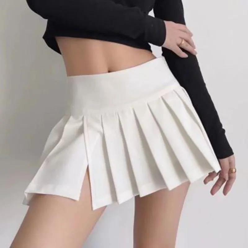 Gidyq Sommer Frauen Falten röcke Vintage hohe Taille weibliche sexy Miniröcke koreanische lässig alle passen Streetwear Schlitz Rock neu – Detail 33