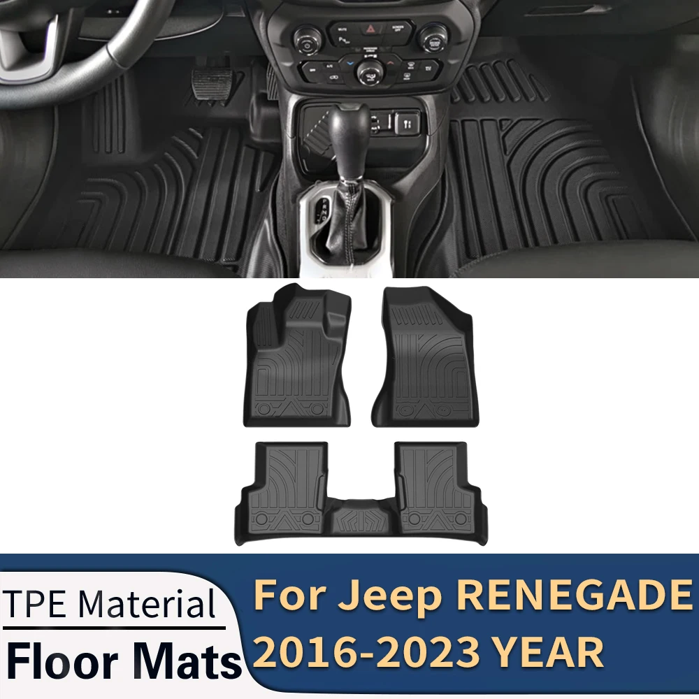 

Автомобильные коврики для Jeep RENEGADE 2016-2023 LHD, автомобильные коврики, всесезонные коврики из ТПЭ без запаха, коврик для подноса, аксессуары для интерьера