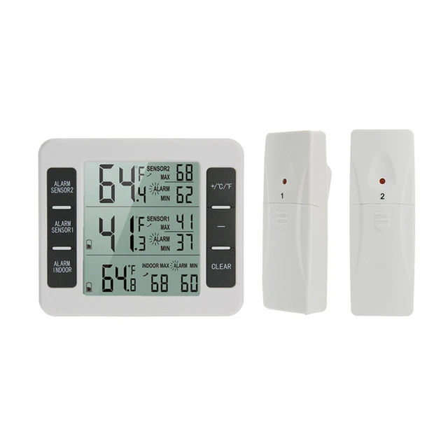 Wireless Refrigerator Thermometer Digital Freezer Thermometer Temperature  Monitor With Sensors For Indoor Outdoor - AliExpress